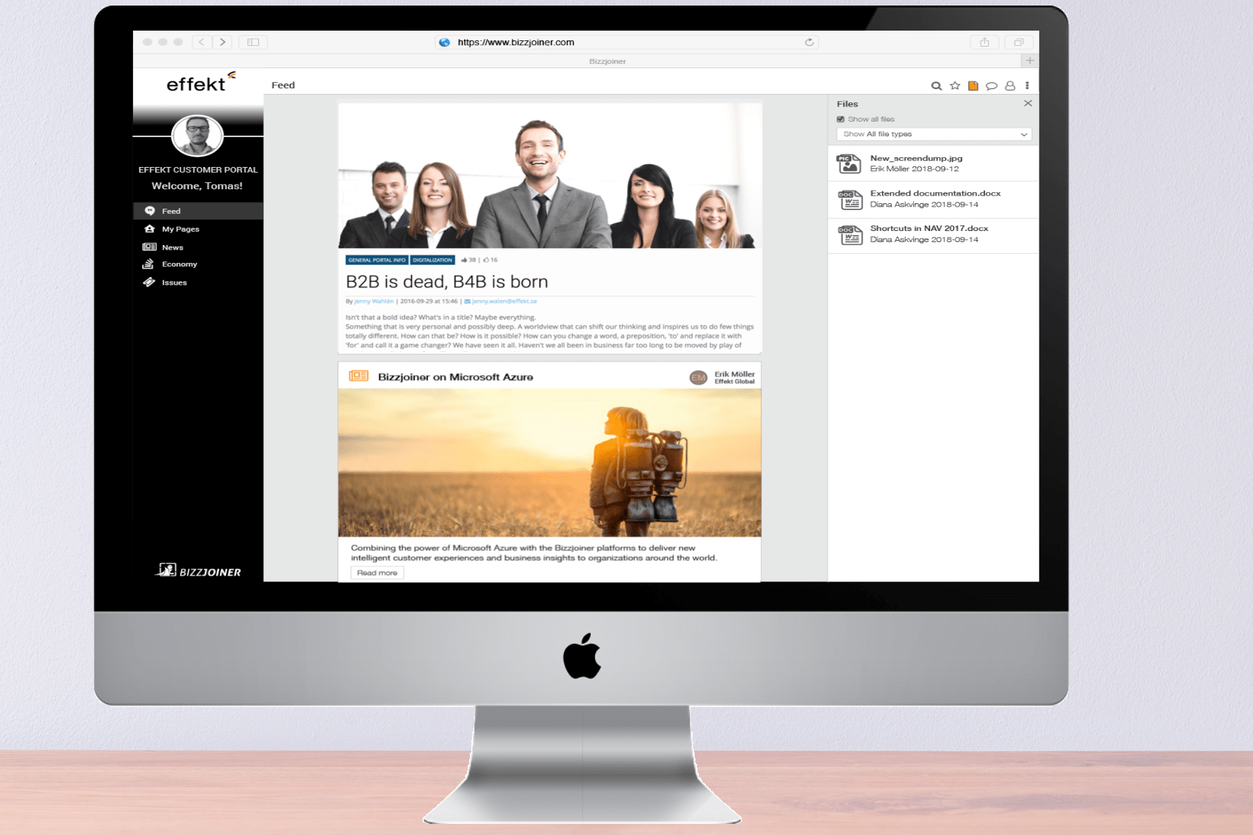 Bizzjoiner startpage on a Mac